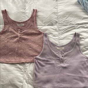 Pink and Purple Waffle Tank Tops set of 2